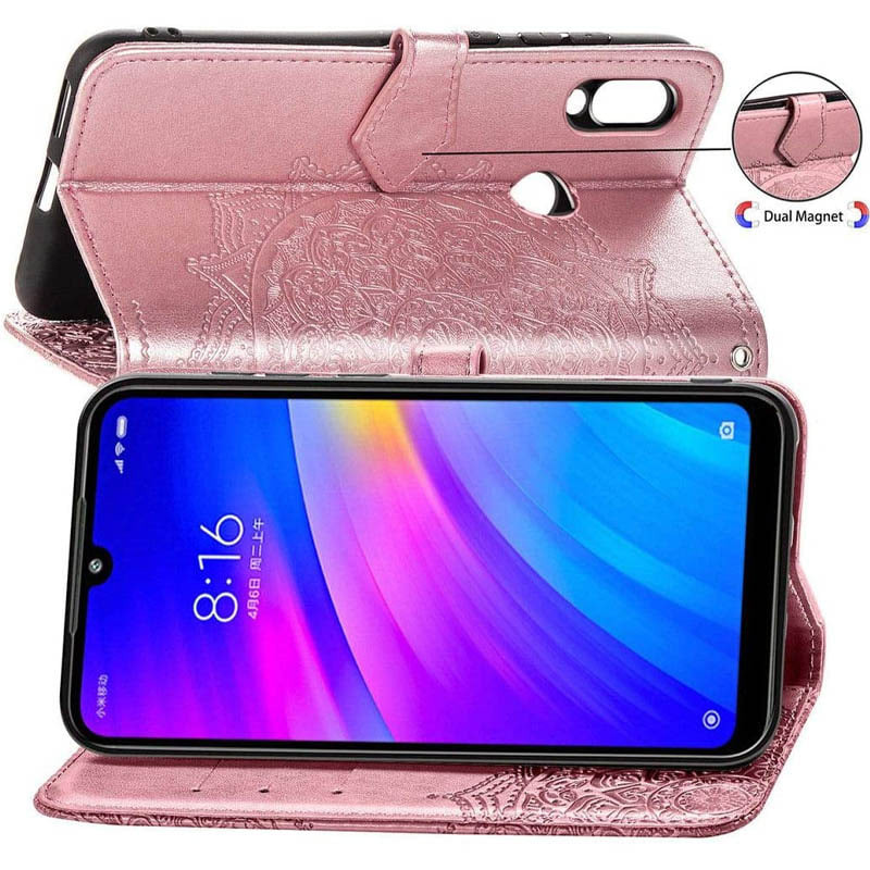 Шкіряний чохол-книжка Art Case з візитницею на Xiaomi Redmi Note 7 / Note 7 Pro / Note 7s (Рожевий) в магазині vchehle.ua