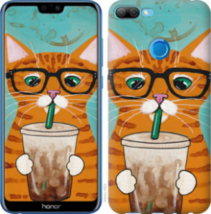 Чохол Зеленоокий кіт в окулярах для Huawei Honor 9i