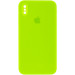 Чехол Silicone Case Square Full Camera Protective (AA) для Apple iPhone XS / X (5.8") (Салатовый / Neon green)