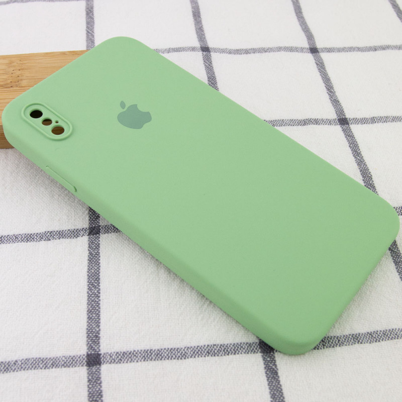 Фото Чехол Silicone Case Square Full Camera Protective (AA) для Apple iPhone XS Max (6.5") (Мятный / Mint) на vchehle.ua