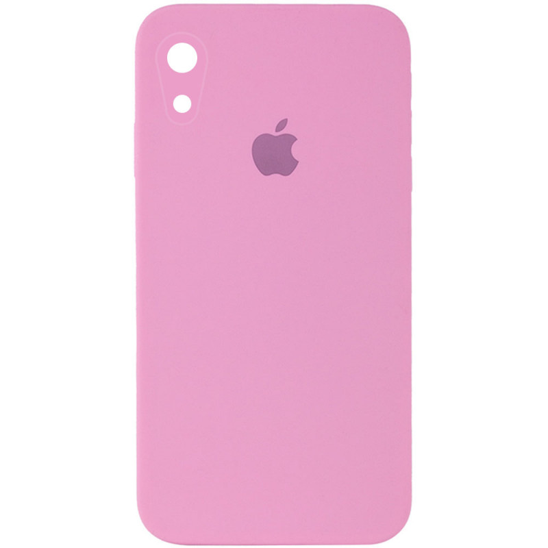 Чохол Silicone Case Square Full Camera Protective (AA) на Apple iPhone XR (6.1") (Рожевий / Light pink)