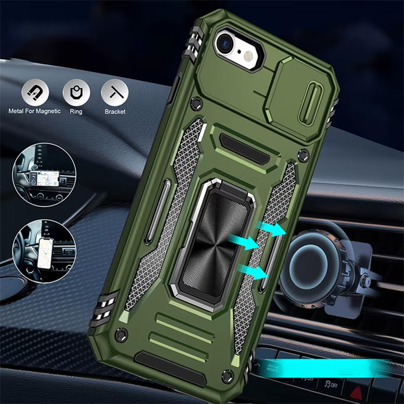 Купить Ударопрочный чехол Camshield Army Ring для Apple iPhone 7 / 8 / SE (2020) (4.7") (Оливковый / Army Green) на vchehle.ua