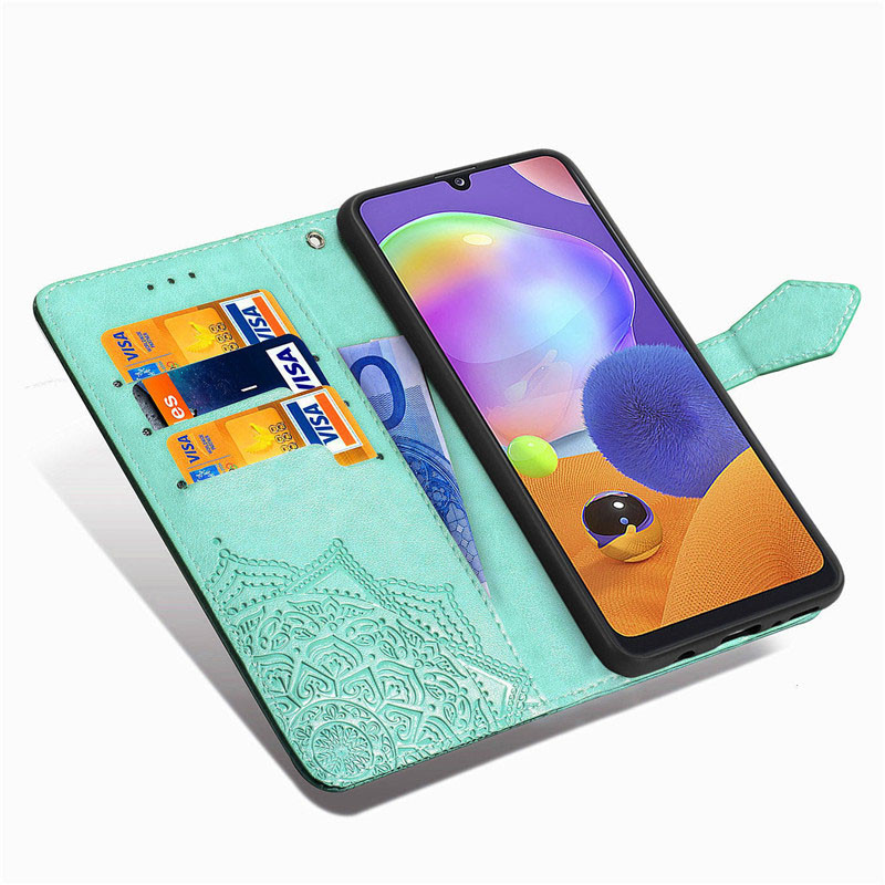 Фото Кожаный чехол-книжка Art Case с визитницей для Realme C51 (Бирюзовый) на vchehle.ua