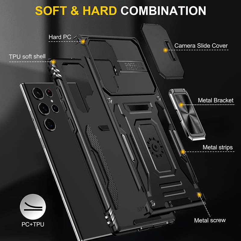 Купить Ударопрочный чехол Camshield Army Ring для Samsung Galaxy S25 Ultra (Черный / Black) на vchehle.ua