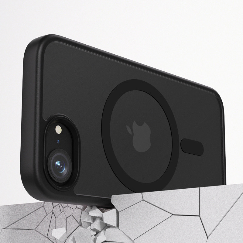 Фото TPU+PC чехол Metal Buttons with  Magnetic Safe Colorful для Apple iPhone 16e (6.1") (Черный / Black) в магазине vchehle.ua