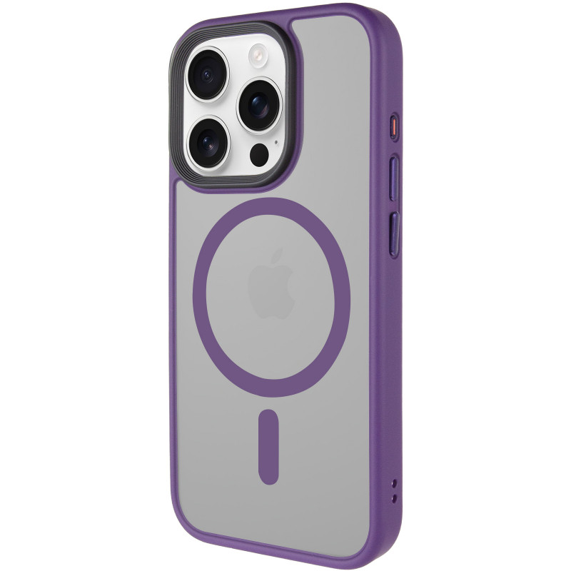 TPU+PC чехол Metal Buttons with Magnetic Safe для Apple iPhone 15 Pro Max (6.7") (Темно-фиолетовый)