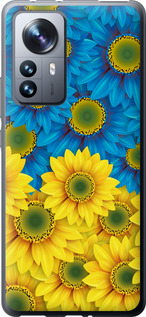 Чехол Жёлто-голубые цветы для Xiaomi 12 Pro