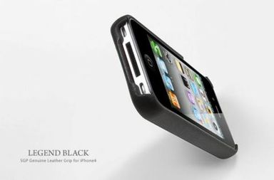 Купить Кожаная накладка SGP (4 цвета) для iPhone 4 (legend black) на vchehle.ua
