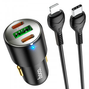 АЗП Hoco NZ6 PD45W (2Type-C/1USB) + Type-C to Lightning