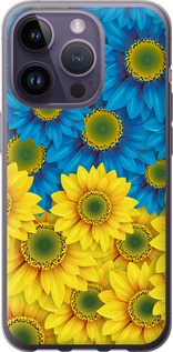 Чохол Жовто-блакитні квіти на iPhone 14 Pro