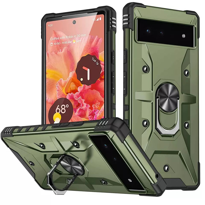 Ударопрочный чехол Pathfinder Ring для Google Pixel 6a (Зеленый / Army Green)