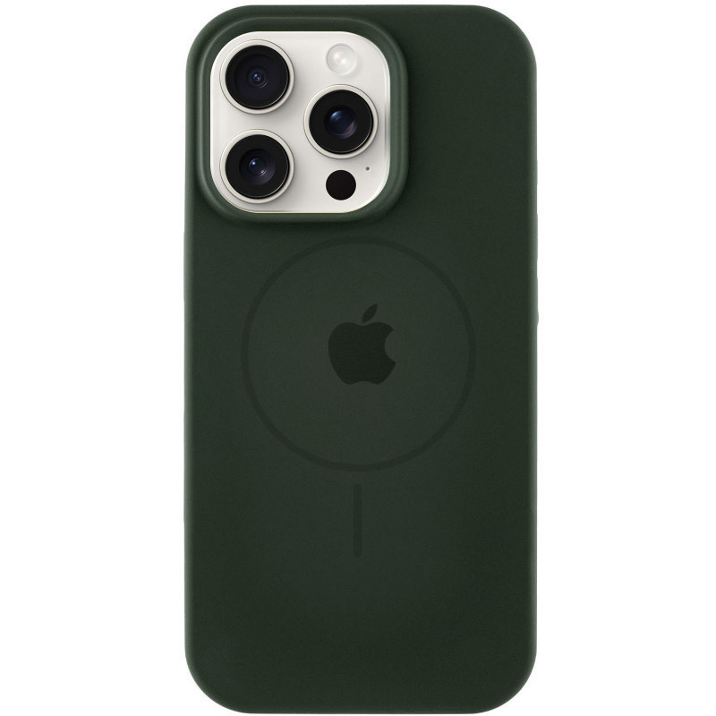 Чехол Silicone Case Full Protective (AA) with Magnetic Safe для Apple iPhone 14 Pro (6.1") (Зеленый / Dark Olive)