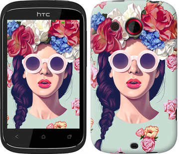 

Чехол Девушка с цветами для HTC Desire C A320e 95621