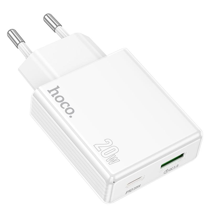 Фото СЗУ Hoco C142A Direct PD20W+QC3.0 (1USB-A/1C) (White) в магазине vchehle.ua