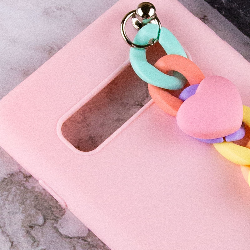 Чохол Chained Heart з підвісним ланцюжком на Samsung Galaxy S10 (Pink Sand) в магазині vchehle.ua