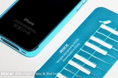 #Алюминиевая накладка ROCK Piano & Bird Series для Iphone 4/4S (Голубой / Blue) в магазине vchehle.ua