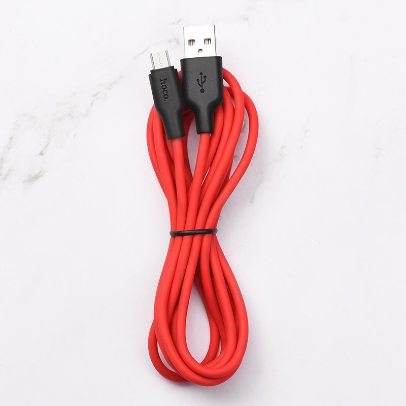 Фото Дата кабель Hoco X21 Plus Silicone MicroUSB Cable (1m) (Black / Red) на vchehle.ua