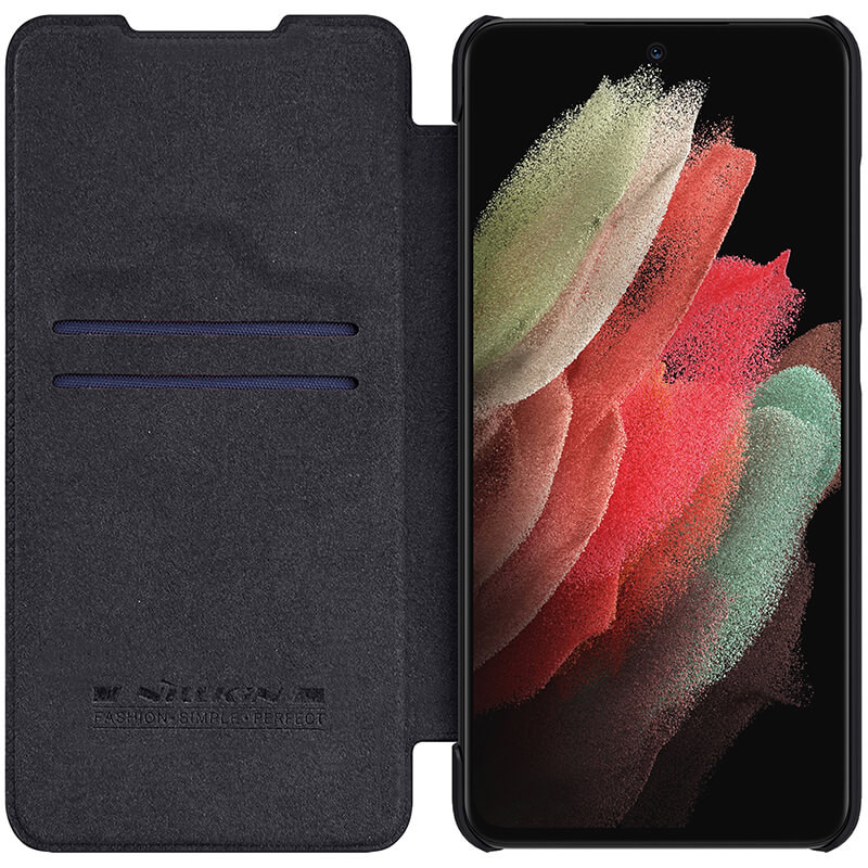 Купить Кожаный чехол-книжка Nillkin Qin Pro Camshield для Samsung Galaxy S22 Ultra (Черный) на vchehle.ua