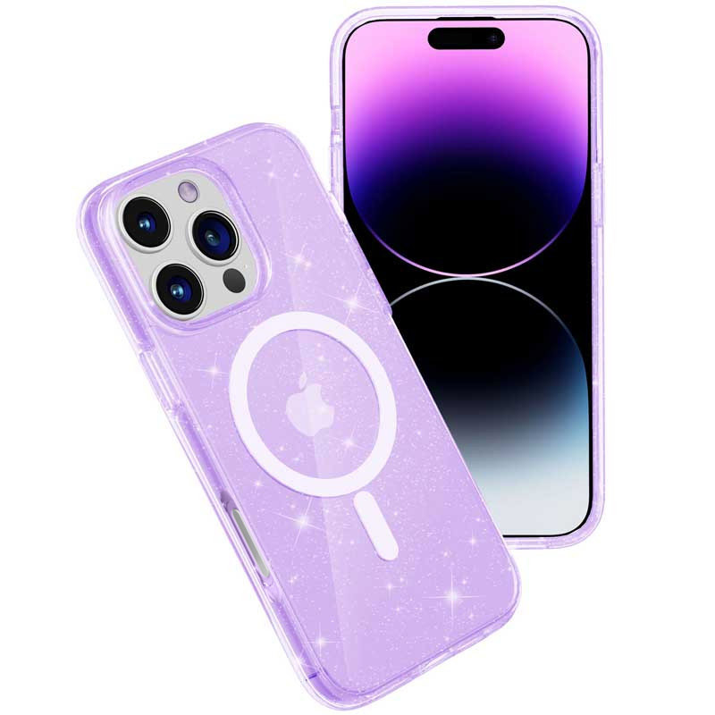 Фото Чохол TPU Galaxy Sparkle (MagFit) на Apple iPhone 16 Pro Max (6.9") (Purple+Glitter) в маназині vchehle.ua