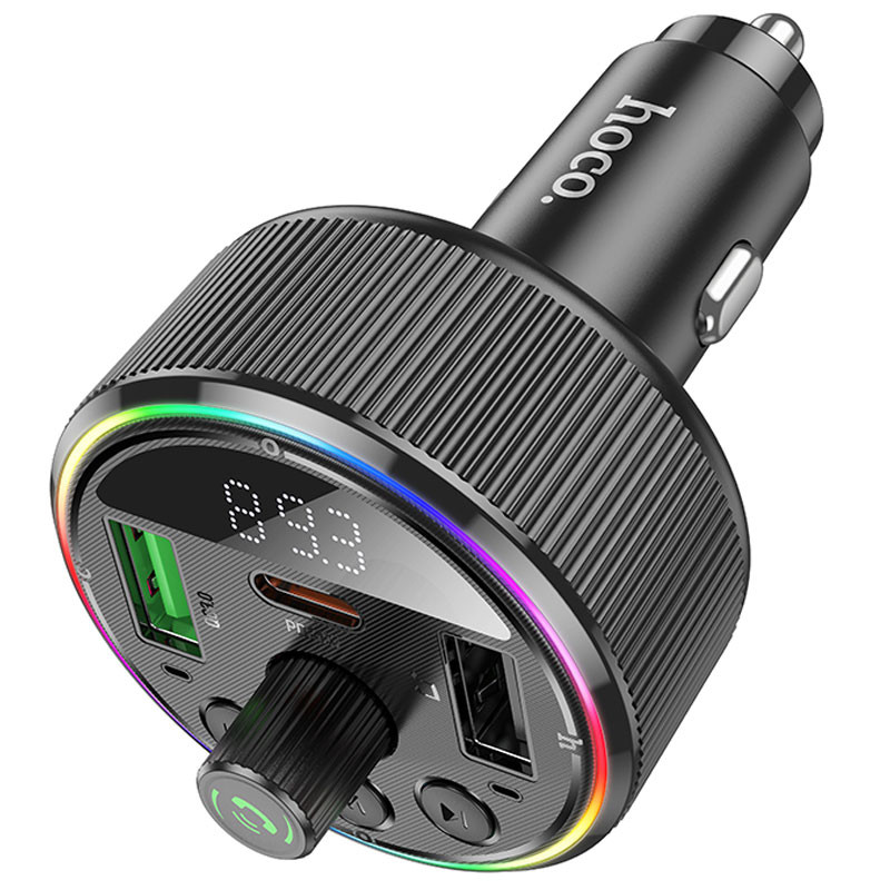 АЗУ FM модулятор Hoco E82 Guerrero PD30W+QC3.0 (2USB-A/1C) (Black) в магазине vchehle.ua