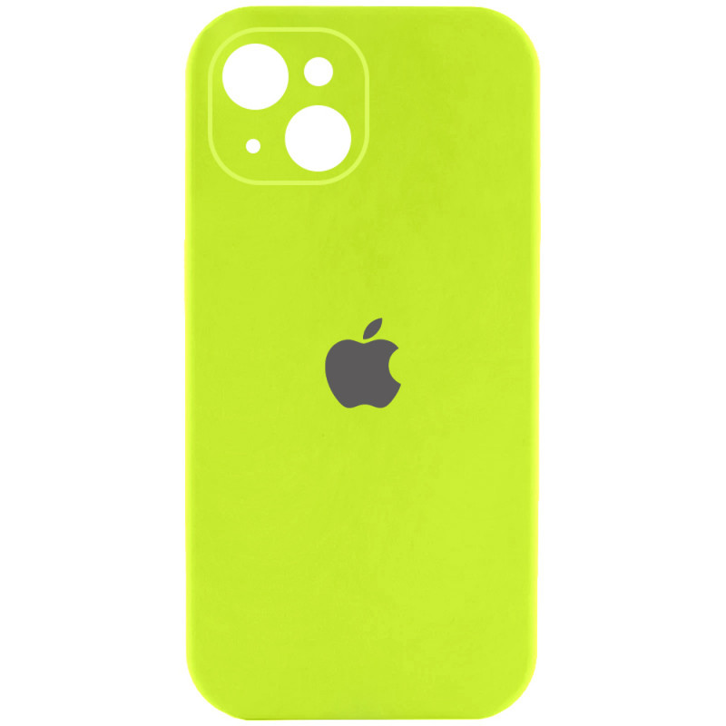 Чехол Silicone Case Full Camera Protective (AA) для Apple iPhone 15 (6.1") (Кислотно-зеленый / Acid Green)