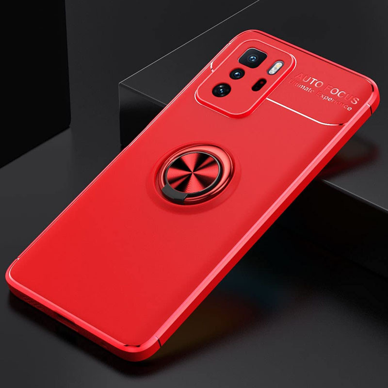 Фото TPU чехол Deen ColorRing под магнитный держатель (opp) для Xiaomi Redmi Note 10 5G / Poco M3 Pro (Красный / Красный) на vchehle.ua