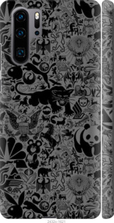 Чохол Чорно-сірий стікер бомбинг на Huawei P30 Pro
