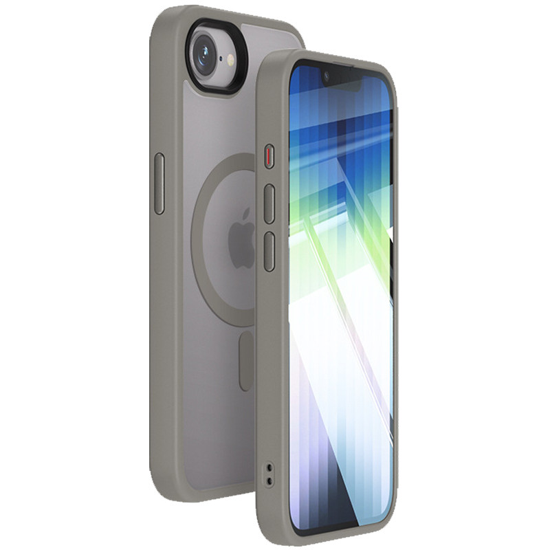 TPU+PC чехол Metal Buttons with  Magnetic Safe Colorful для Apple iPhone 16e (6.1") (Серый / Grey)