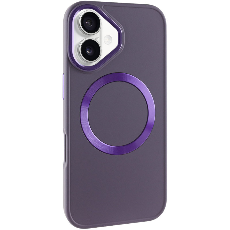 TPU чехол Bonbon Metal Style with Magnetic safe для Apple iPhone 16 (6.1") (Фиолетовый / Dark Purple)