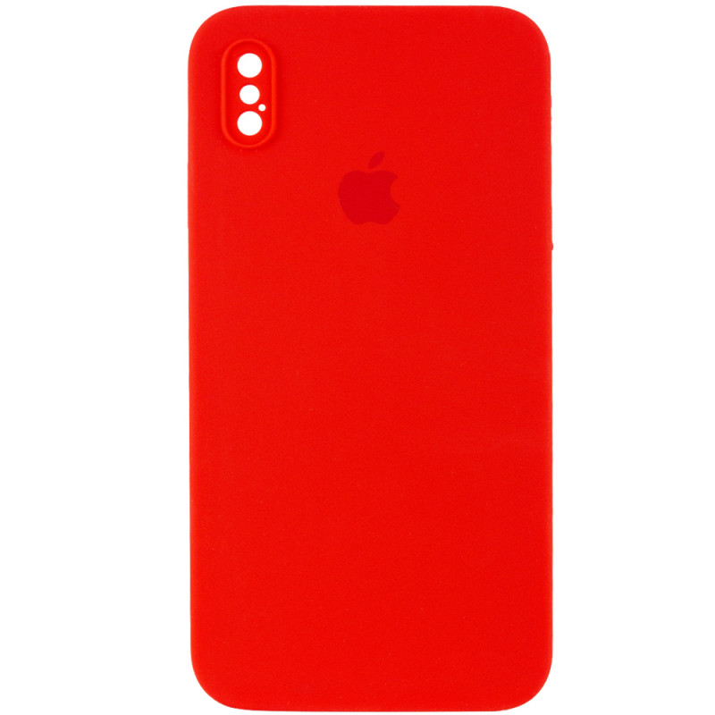 Чохол Silicone Case Square Full Camera Protective (AA) на Apple iPhone XS Max (6.5") (Эстетический дефект / Червоний / Red)