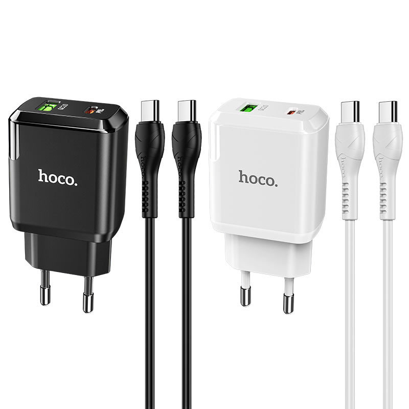 СЗУ Hoco N5 Favor 20W PD+QC3.0 (1USB-A/1C) + кабель Type-C to Type-C