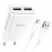 Фото СЗУ Hoco C88A Star round 2.4A (2USB-A) + кабель USB to MicroUSB (Белый) на vchehle.ua