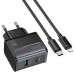 Фото СЗУ Hoco CS73A Star Speed PD30W+QC3.0 (1USB-A/1C) + кабель Type-C to Lightning (Midnight Black) в магазине vchehle.ua