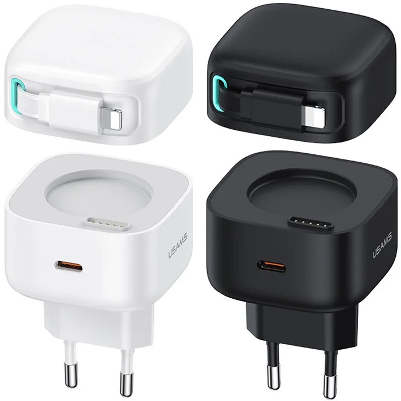 МЗП Usams US-CC209 GaN With Lightning Magnetic Retractable Cable Module XMF Ser. 35W (2USB-C)