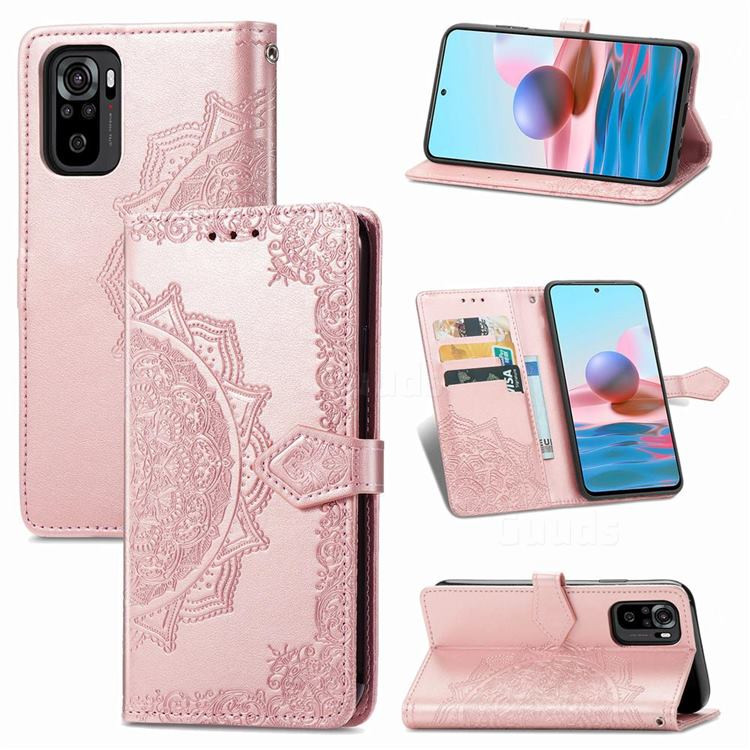 Шкіряний чохол-книжка Art Case з візитницею на Xiaomi Redmi Note 10 / Note 10s (Рожевий) в магазині vchehle.ua