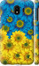 Чехол Жёлто-голубые цветы для Samsung Galaxy J4 2018
