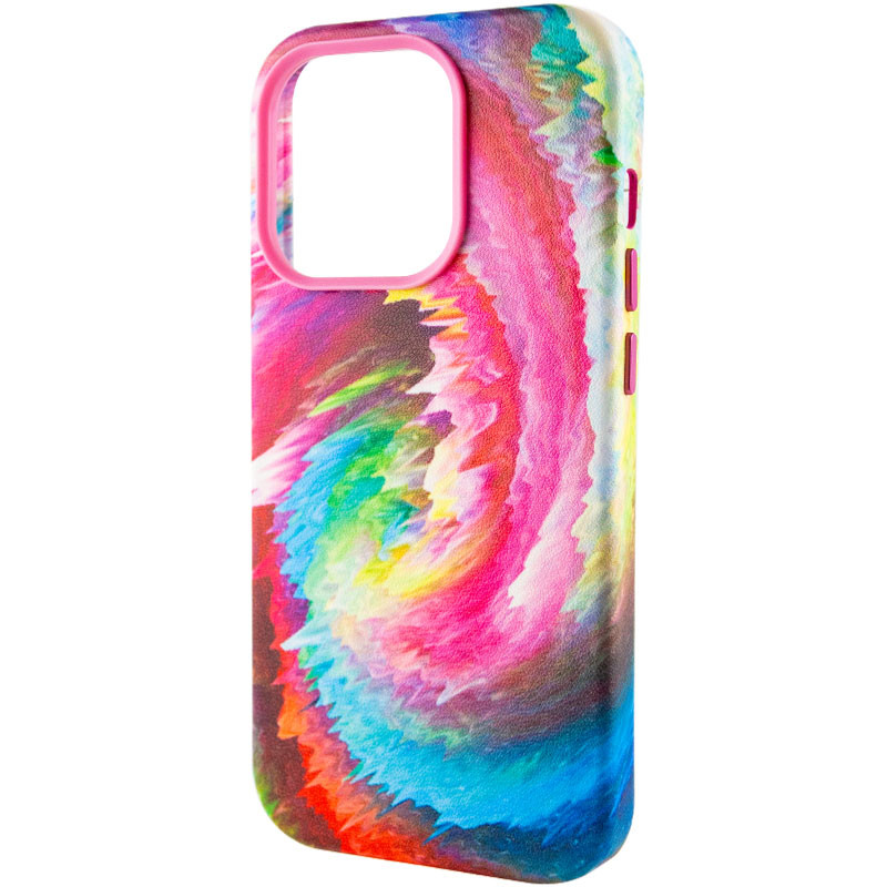 Фото Кожаный чехол Colour Splash with Magnetic Safe для Apple iPhone 14 Pro Max (6.7") (Pink / Blue) в магазине vchehle.ua