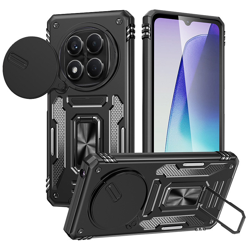 Ударопрочный чехол Camshield Army Ring для Xiaomi Redmi Note 14 Pro 4G (Черный / Black)