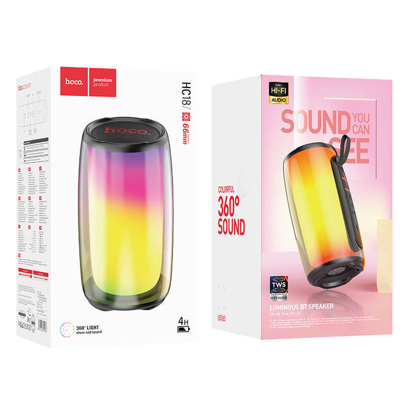 Уценка Bluetooth Колонка Hoco HC18 Jumper colorful luminous (Поврежденная упаковка / Black) в магазине vchehle.ua