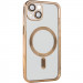 TPU чехол Fibra Chrome with Magnetic safe для Apple iPhone 13 (6.1") (Gold)