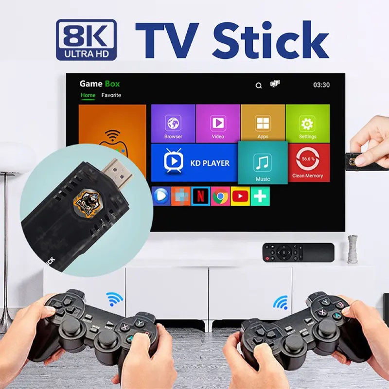 Фото Уценка Игровая приставка Game Stick + Android TV 8k Ultra HD 64gb (Вскрытая упаковка / Black) в маназині vchehle.ua