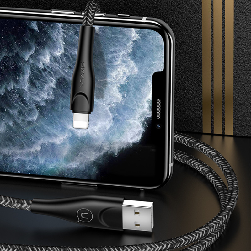 Дата кабель Usams US-SJ391 U41 Lightning Braided Data and Charging Cable 1m (Черный) в магазине vchehle.ua