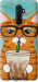 Чехол Зеленоглазый кот в очках для Oppo Reno Ace