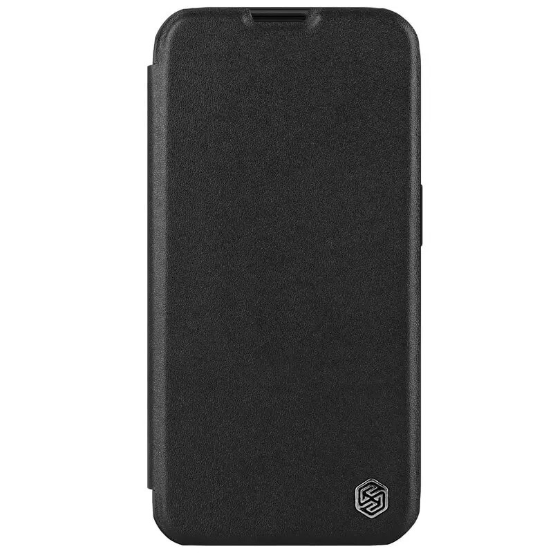 Шкіряний чохол (книга) Nillkin Qin Prop Plain Camshield на Apple iPhone 16 Pro (6.3") (Classic Black)