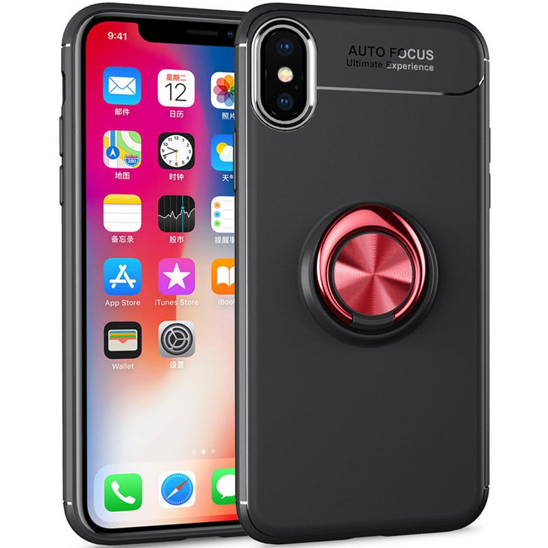 

TPU чехол Deen ColorRing под магнитный держатель (opp) для Apple iPhone XS Max (6.5") (Черный / Красный) 1104829