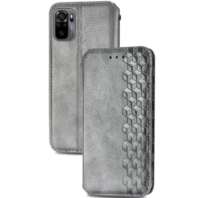Шкіряний чохол-книжка GETMAN Cubic (PU) на Xiaomi Redmi Note 10 Pro / 10 Pro Max (Сірий) в магазині vchehle.ua