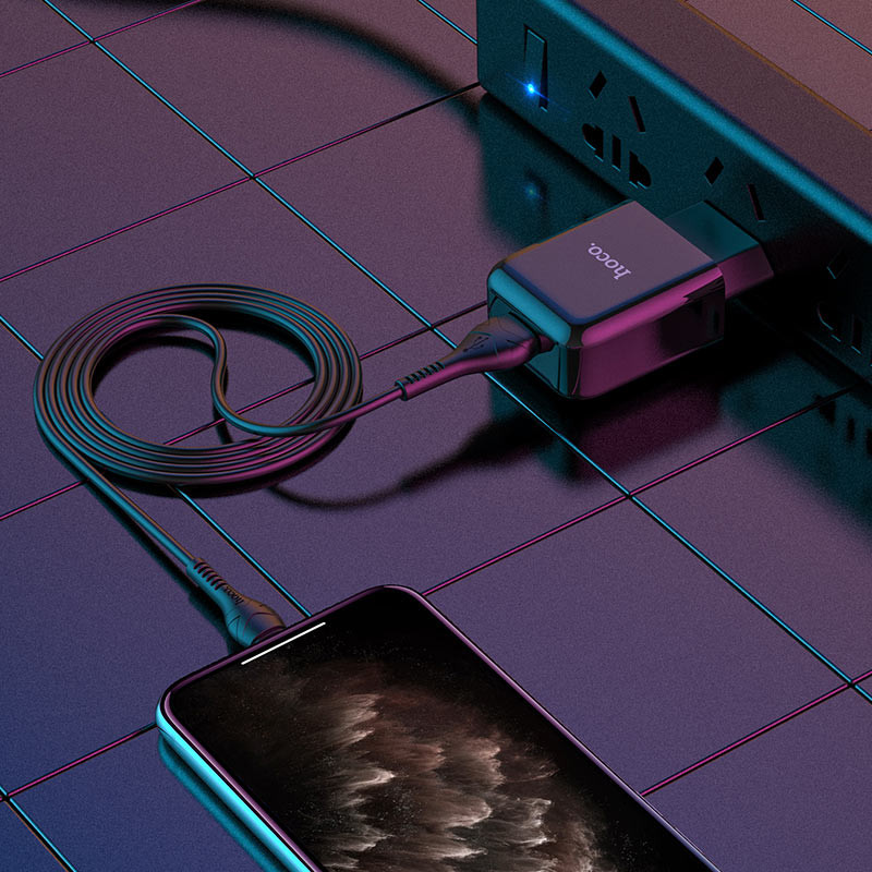 СЗУ HOCO N2 (1USB/2.1A) + USB - Lightning (Чорний) в магазині vchehle.ua