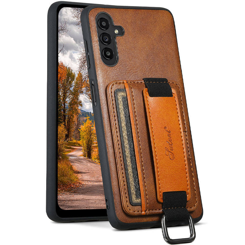 Фото Кожаный чехол Wallet case and straps для Samsung Galaxy S24 (Коричневый / Brown) на vchehle.ua