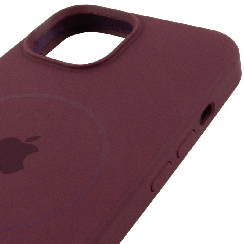 Чохол Silicone Case Full Protective (AA) with Magnetic Safe на Apple iPhone 12 Pro Max (6.7") (Бордовий / Plum) в магазині vchehle.ua
