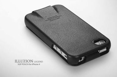 Кожаный чехол SGP illuzion (чёрный) для Apple iPhone 4/4S